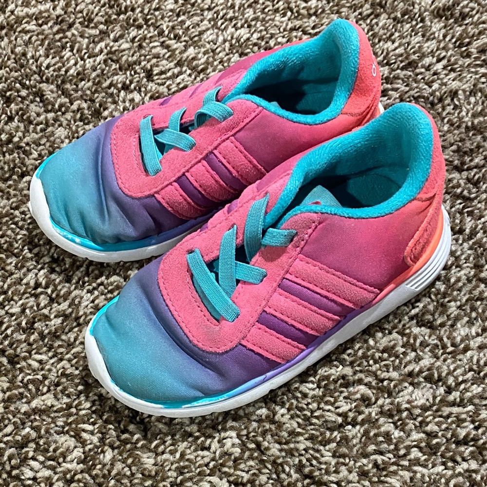 adidas Pink and Blue Kids Sneakers Girls 8